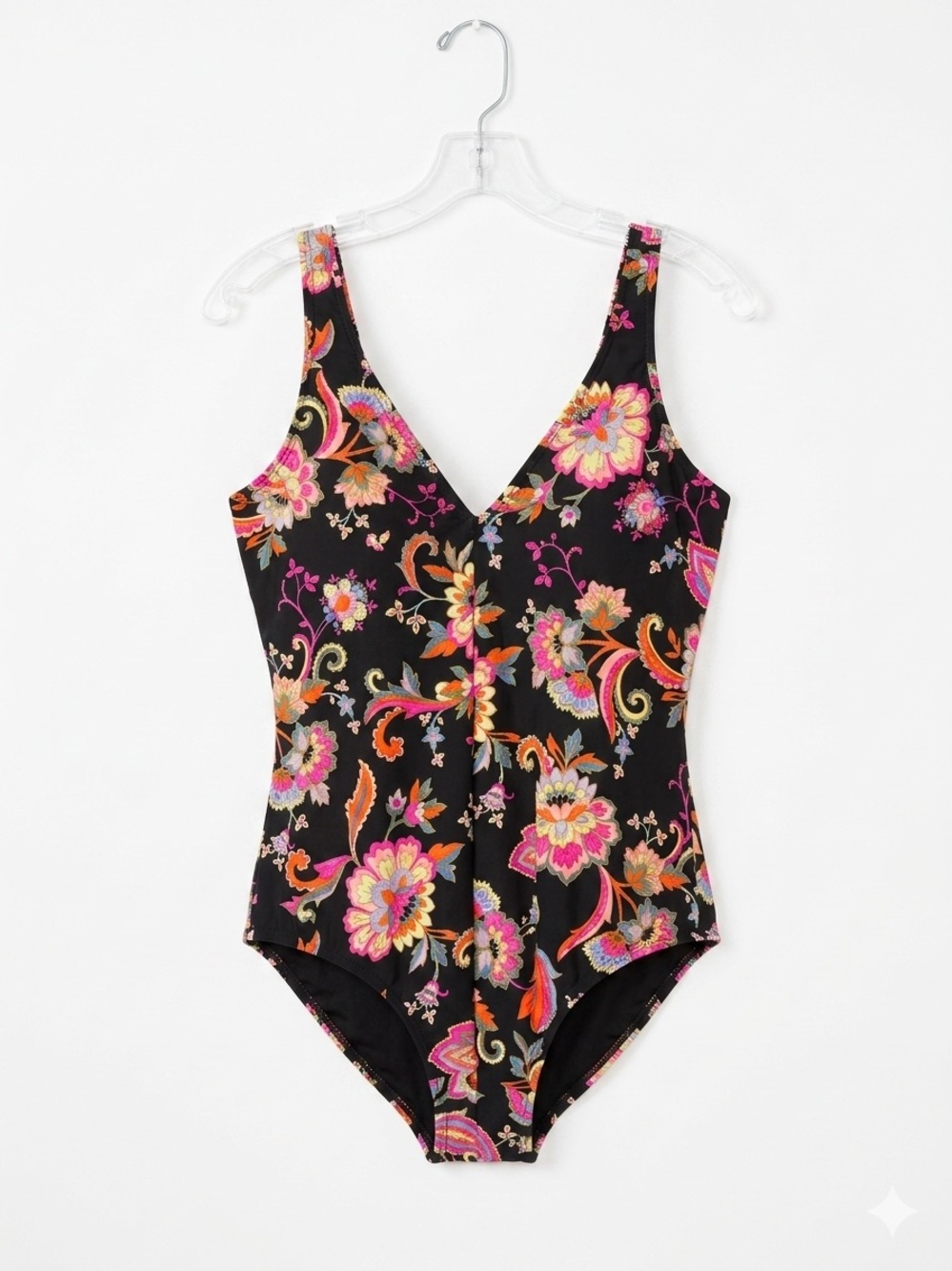 Miracle Suit Tummy Control One Piece Swimsuit Floral Paisley Black 12/14